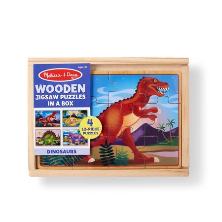 Dřevěné puzzle v krabičce Dino - 1