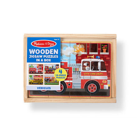 Dřevěné puzzle v krabičce Dopravní prostředky - 1