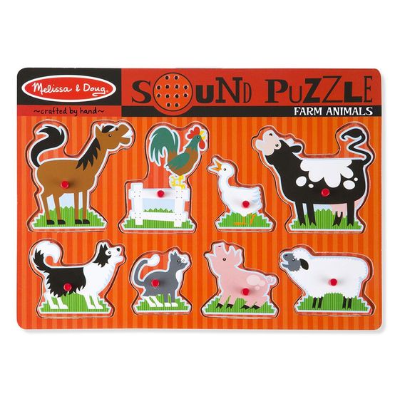 Melissa & Doug - Dřevěné puzzle se zvuky Zvířata na farmě